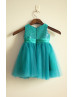 Turquoise Sequin Tulle Short Flower Girl Dress